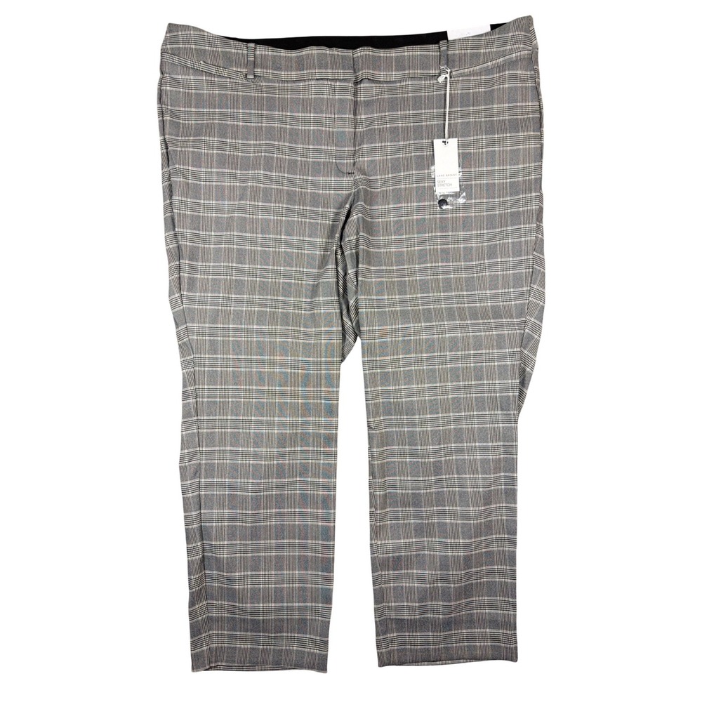 Lane Bryant The Allie Sexy Stretch Grey Plaid Skinny Ankle Pants Womens 26R NEW